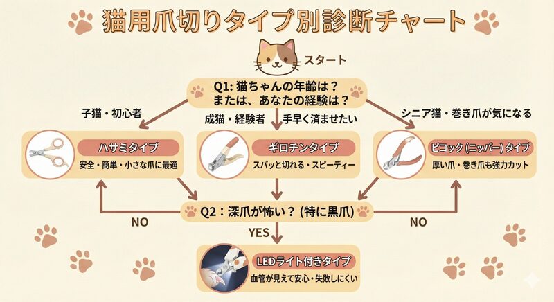 猫の爪切り選びチャート