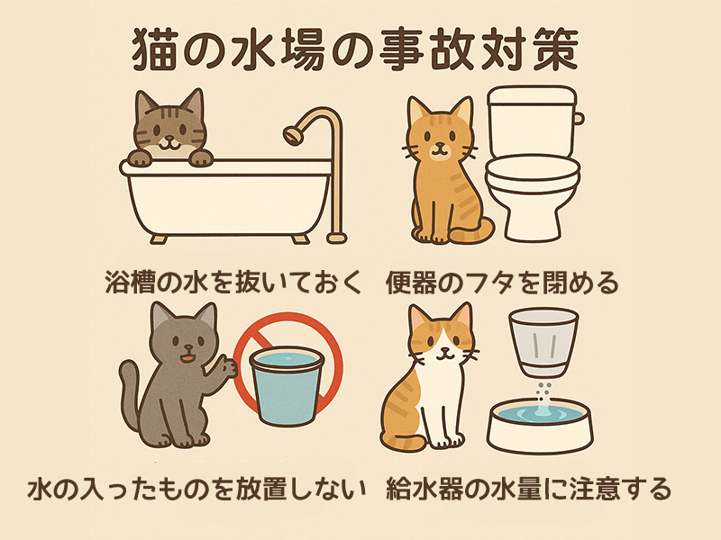 猫の水場の事故対策